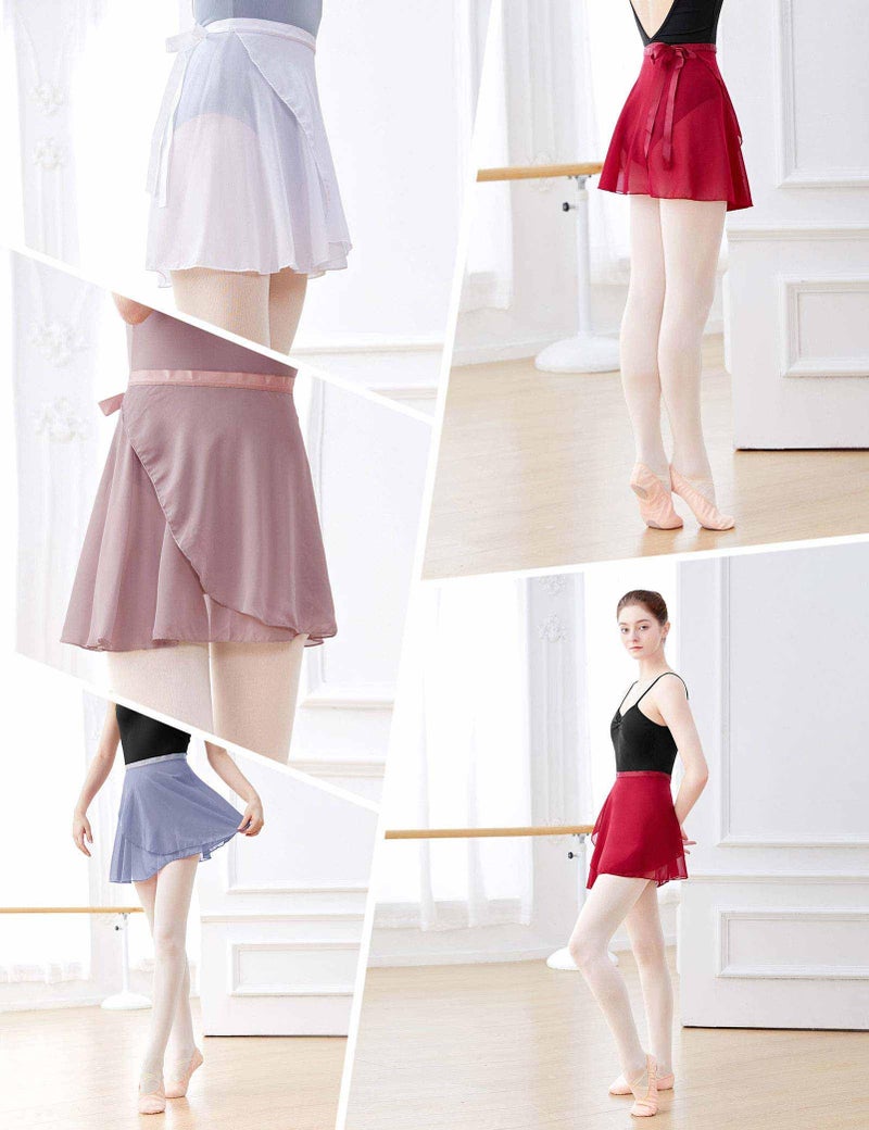 Daydance Burgundy Women Ballet Wrap Skirts Adult Sheer Chiffon Over Scarf for Dancing Leotards - Image 4